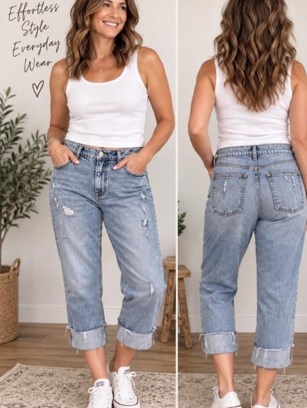 Light Wash High-Rise Cropped Women’s Jeans - Light Blue